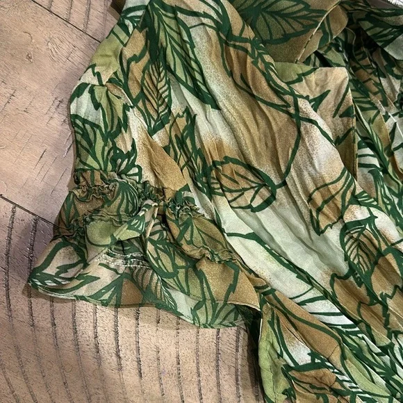 Sunny Leigh Green and Yellow Leaf Print Blouse - Picture 8 of 8